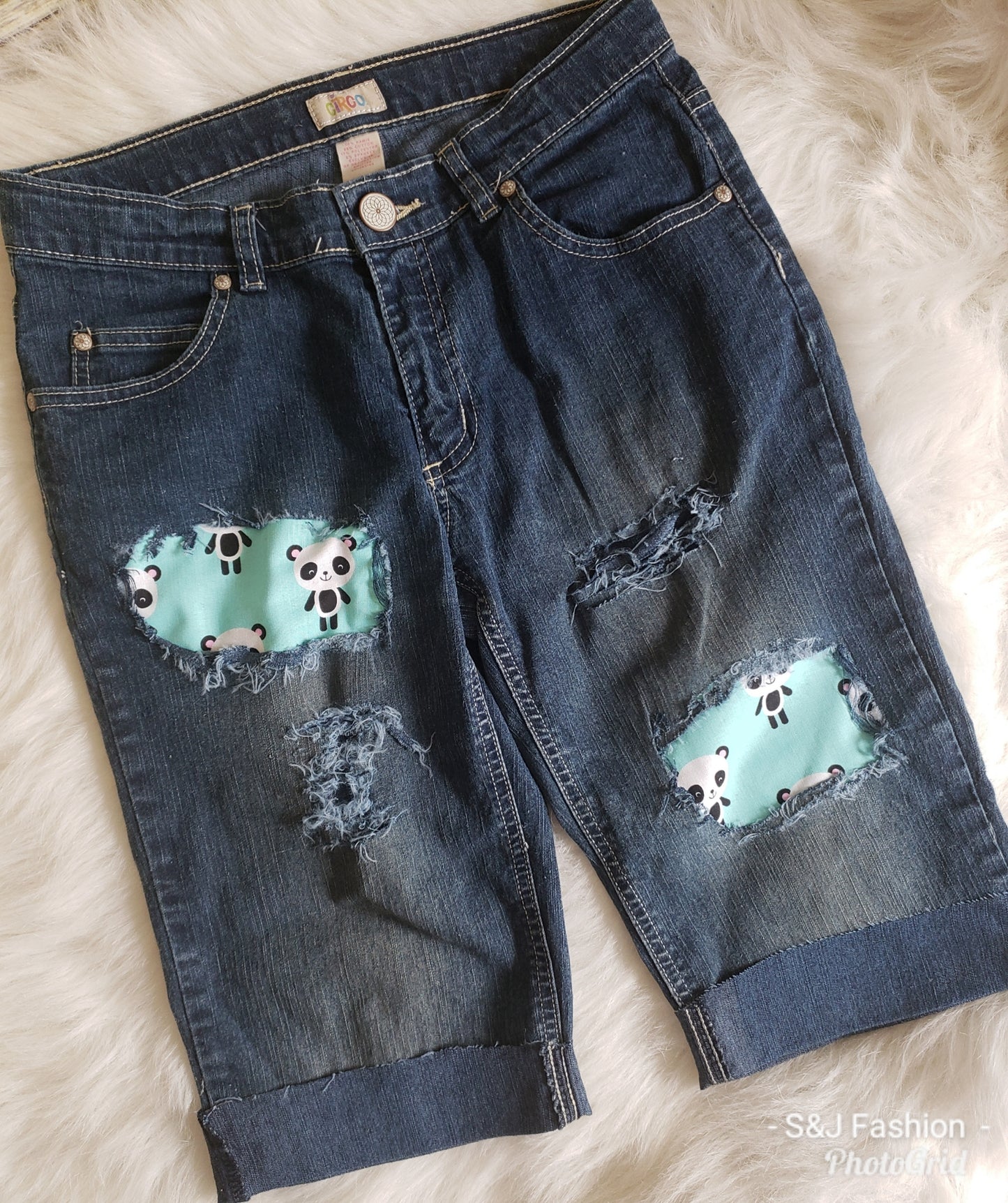 Panda Girls Distressed Jeans Capris