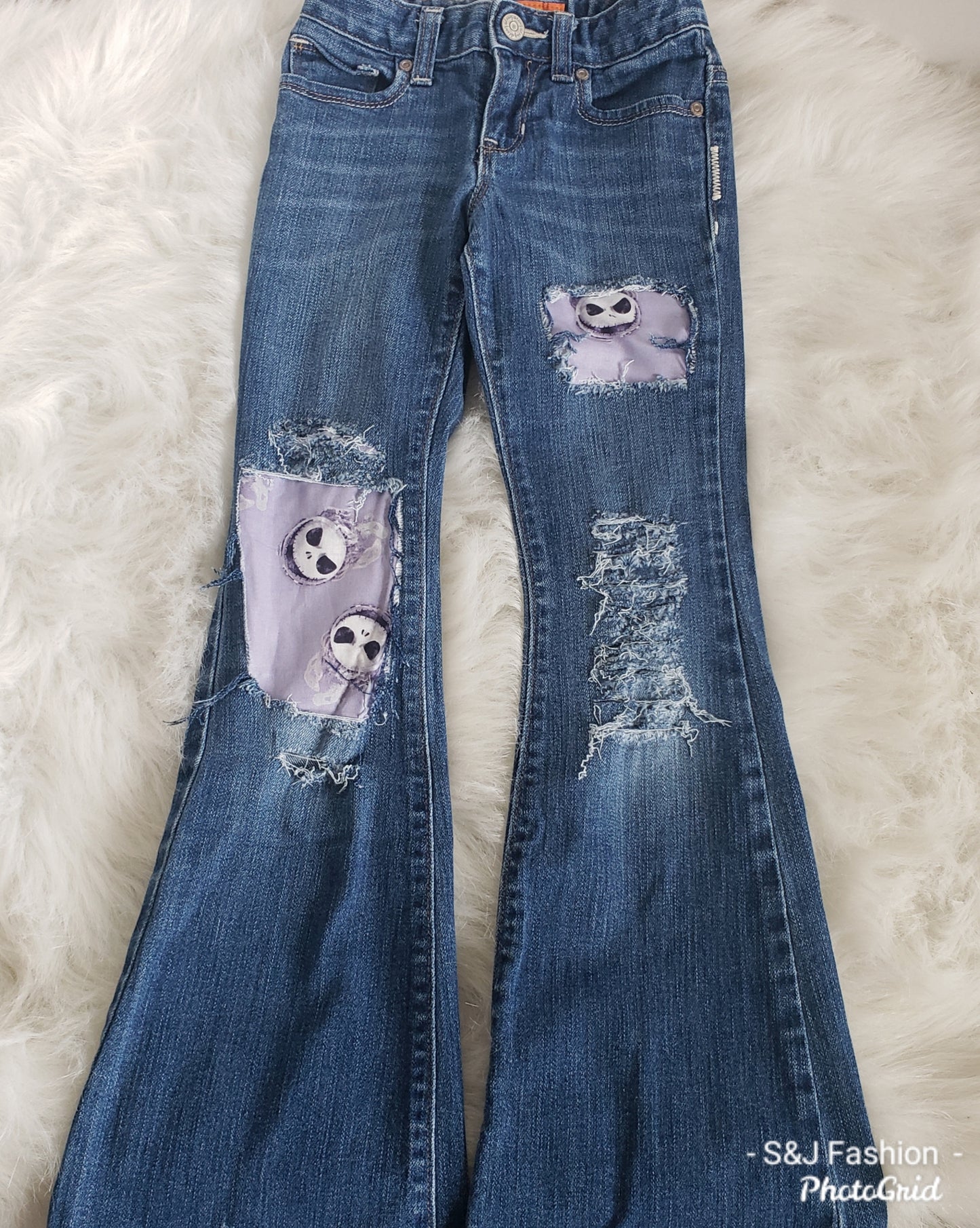 Jack Girls Distressed Jeans Halloween nightmare before Christmas