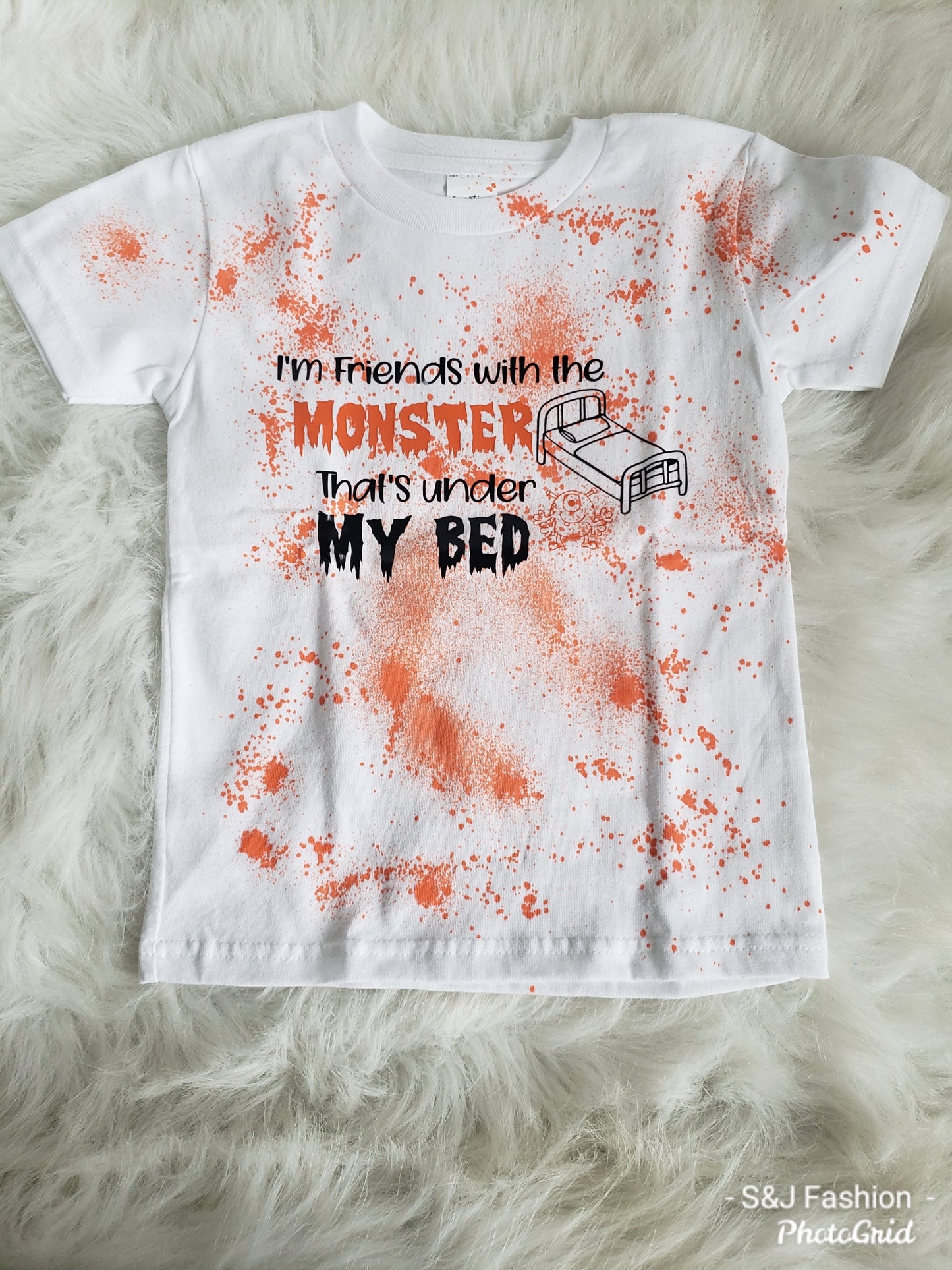 I'm Friends with the monster that's under my bed Halloween shirt Girls Shirt Boys Shirt