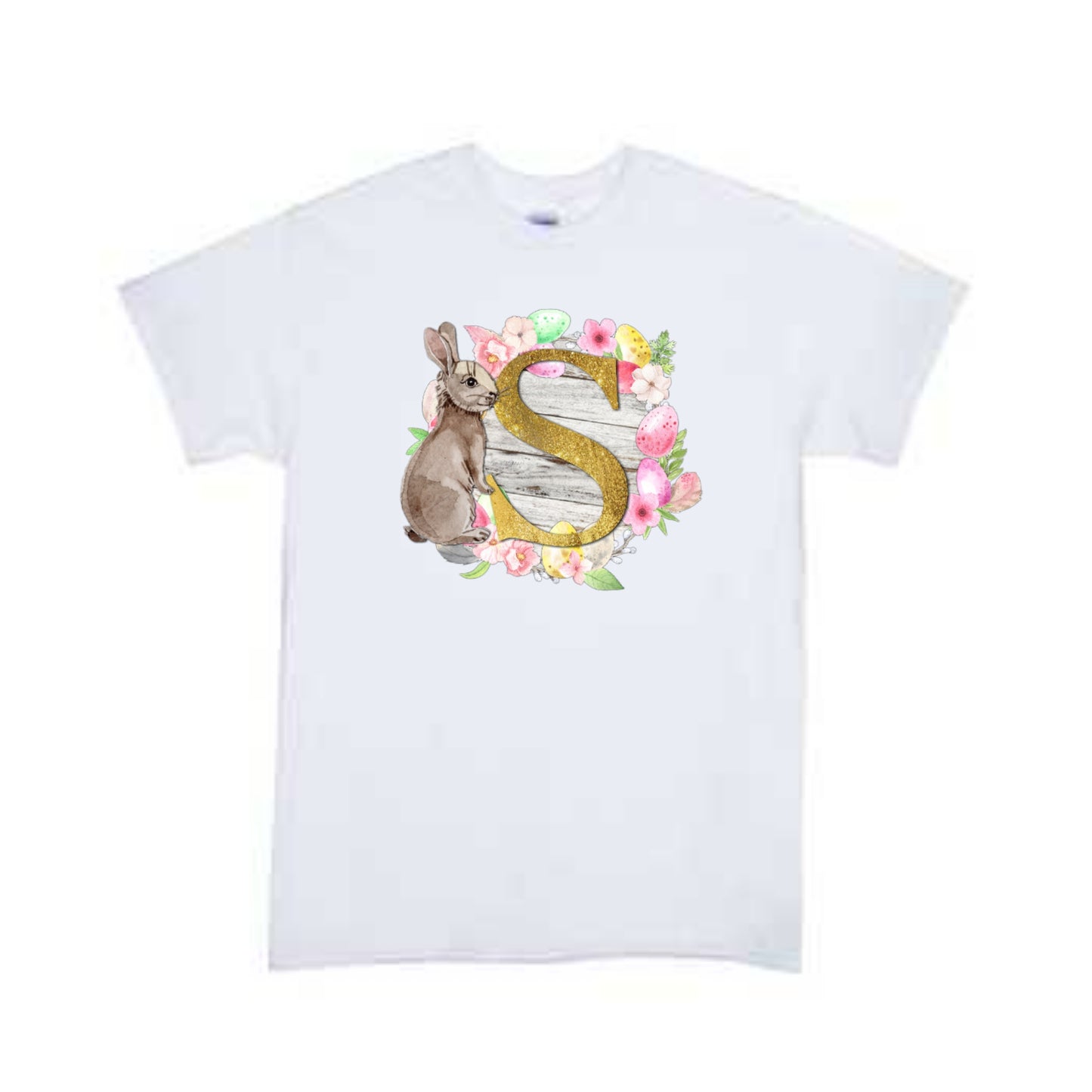 Initials (ALL LETTERS) Bunny Easter Boys Shirt Girls Shirt Ladies Shirt Mens Shirt