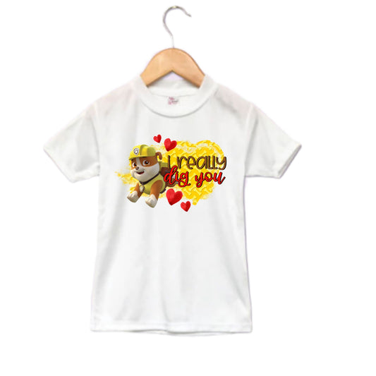 Paw Patrol I Really Dig You Valentine Boys Shirt Girls Shirt Ladies Shirt Mens Shirt