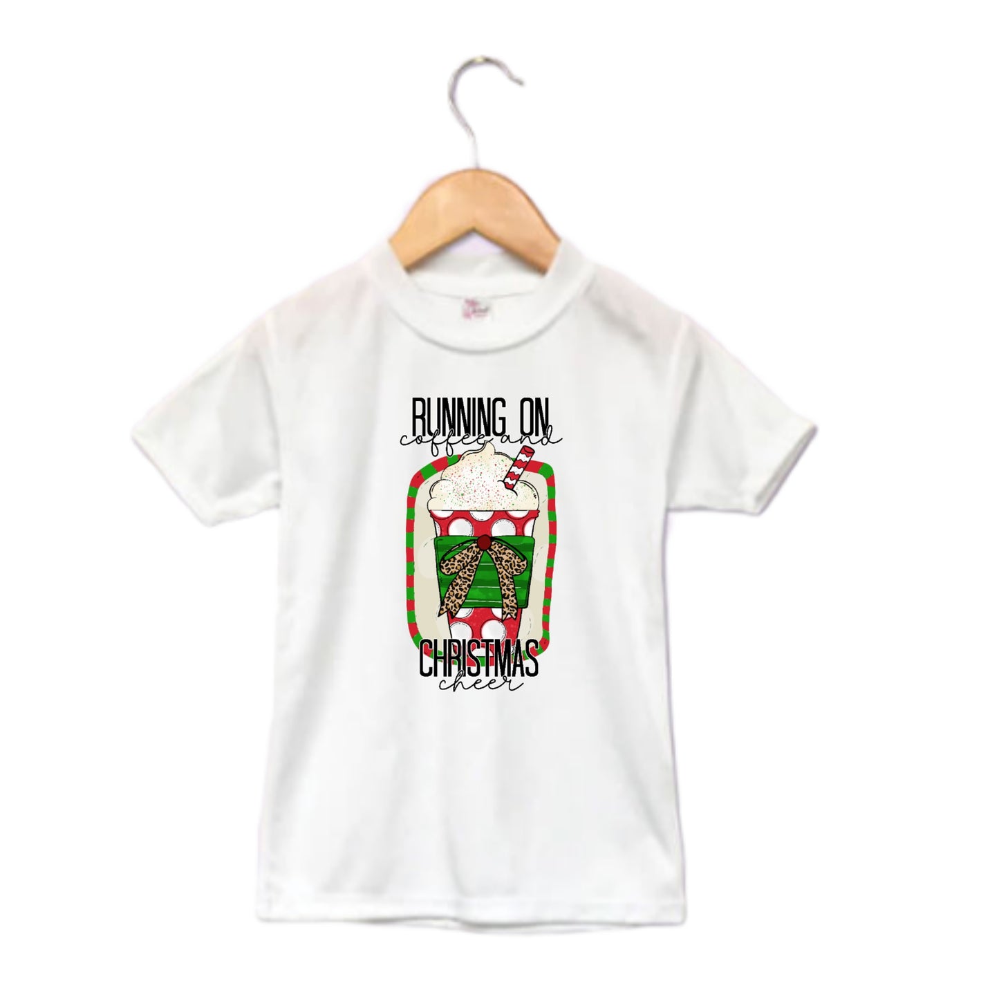 Running on Coffee and Christmas Cheer Girls Shirt Ladies Shirt