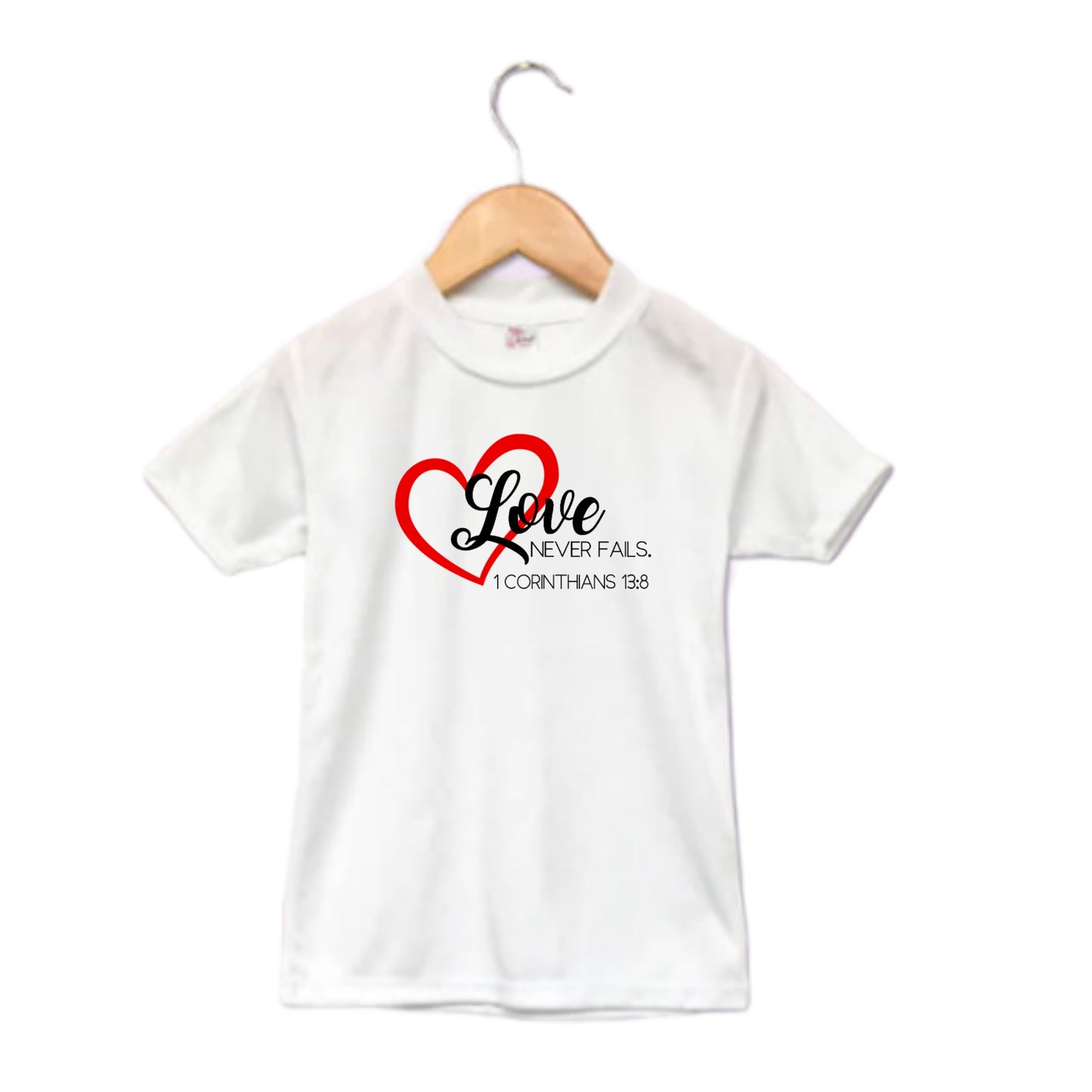 Love Never Fails Valentine's Boys Shirt Girls Shirt