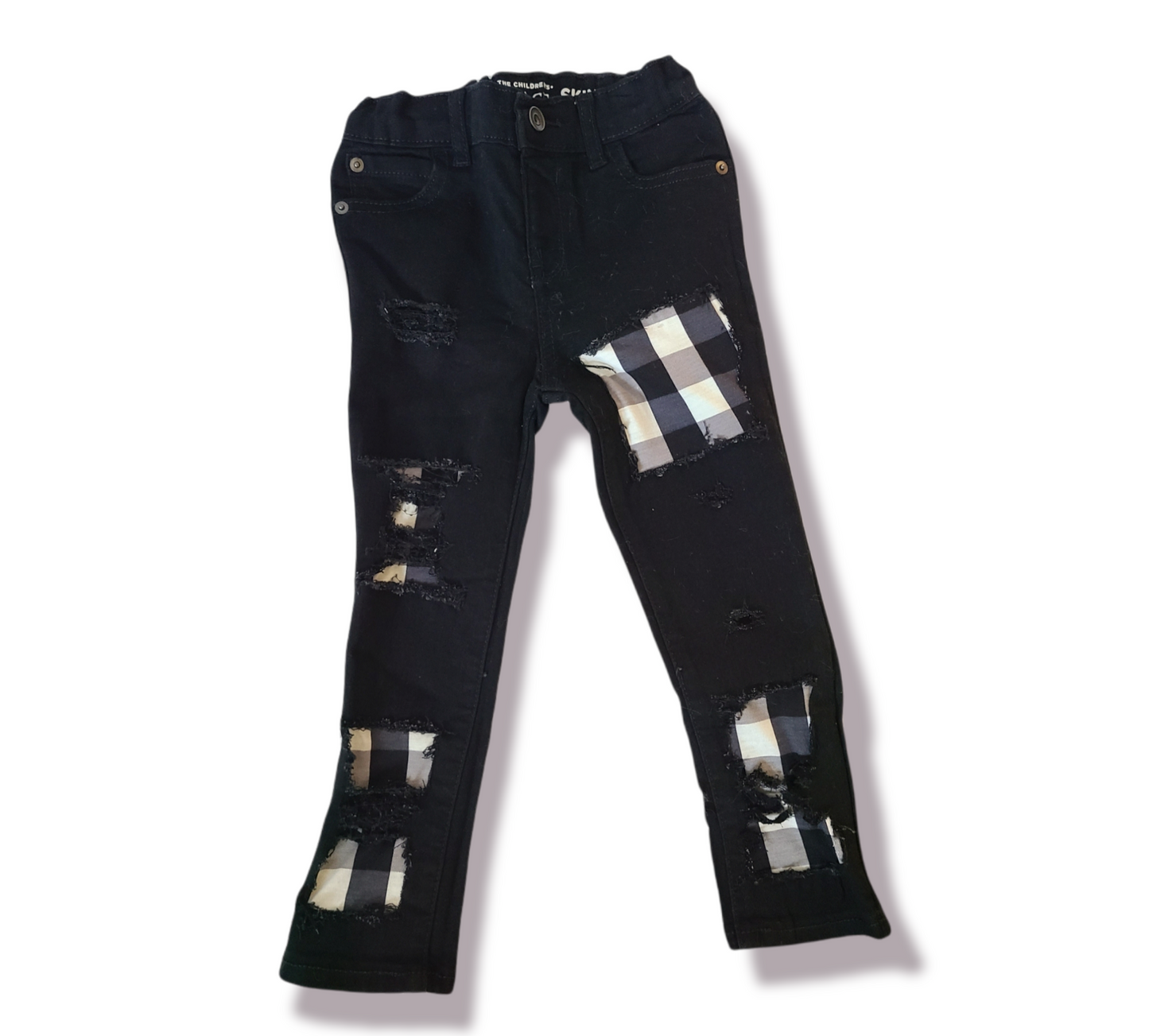 White Buffalo Plaid Unisex Distressed Jeans Christmas Girls Distressed Jeans Boys Distressed Jeans