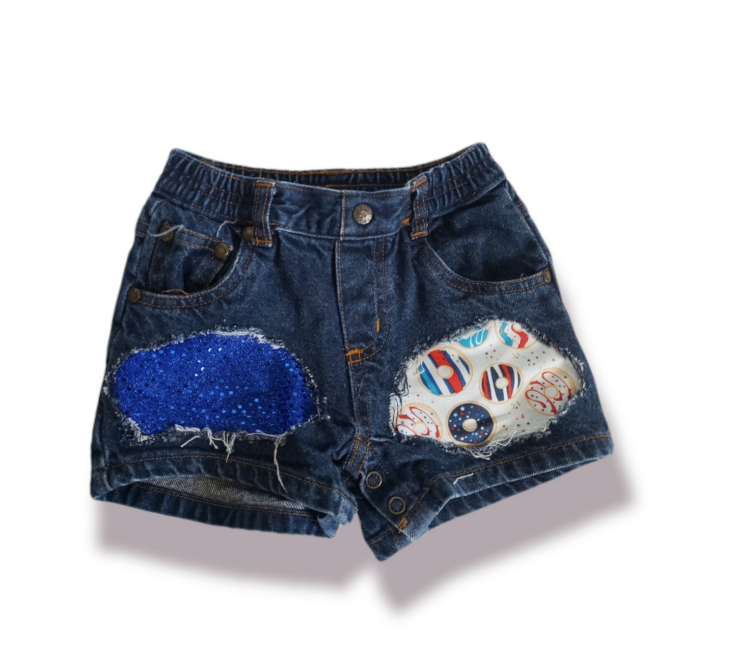 PeekaBoo Donuts 4th of July Girls Distressed Jeans Shorts