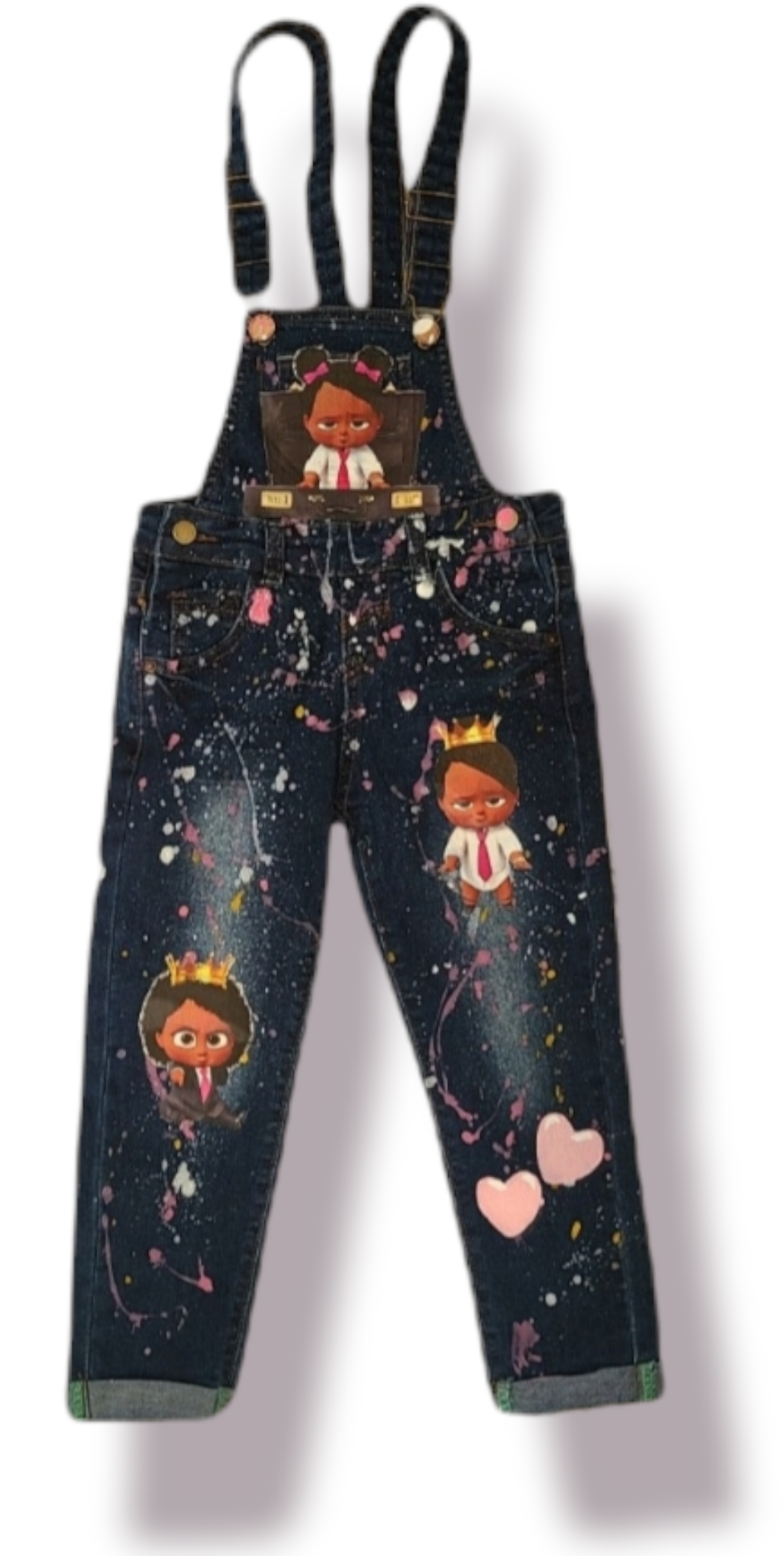 Boss Baby Girl Paint Splatter Overalls Jumper Girls Boys