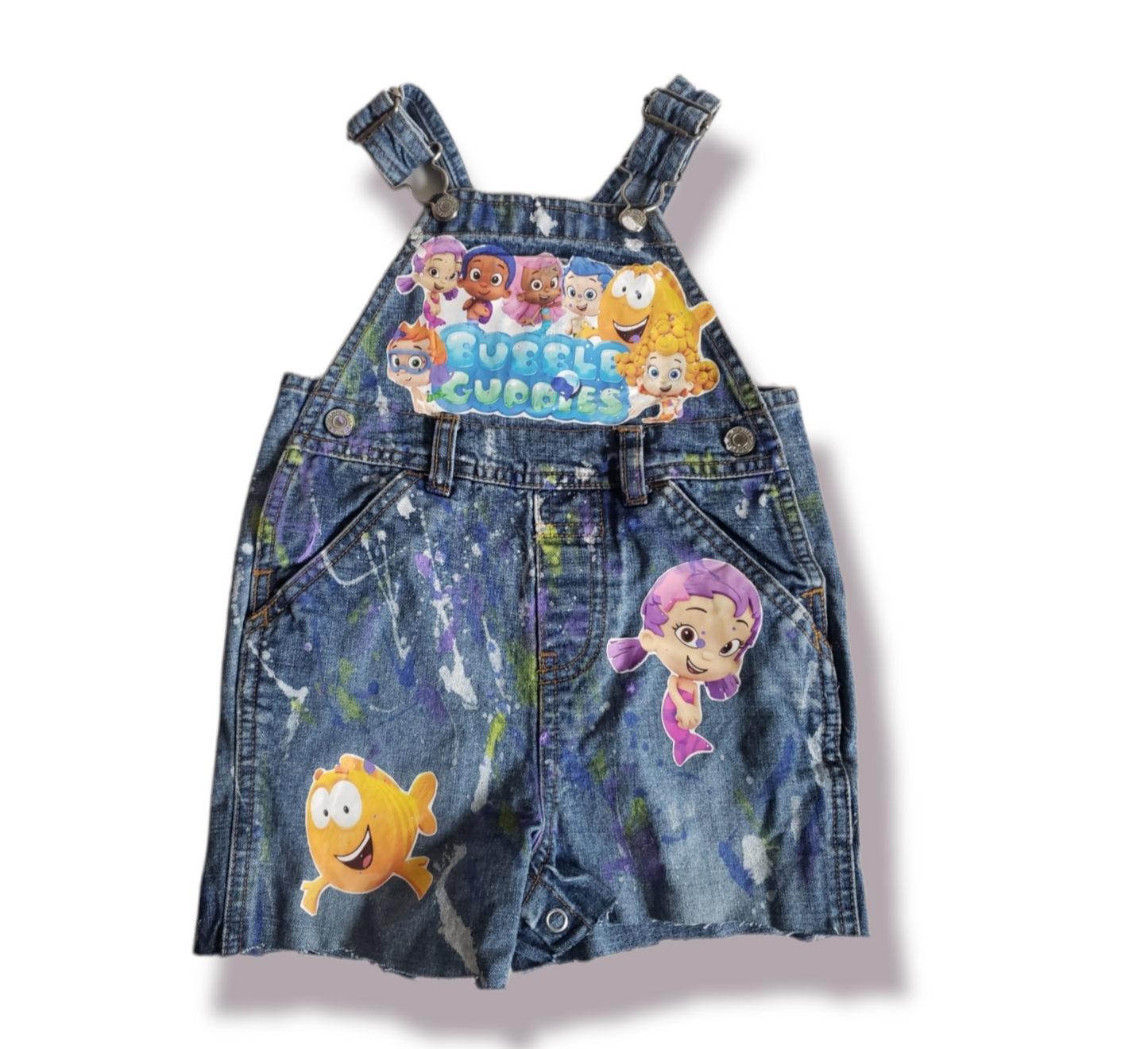 Bubble Guppies Paint Splatter Overalls Jumper Girls Boys