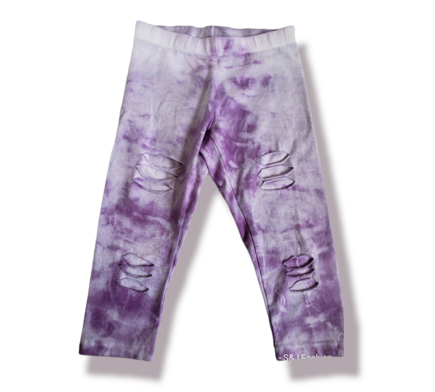 Girls Tie Dye Shredded Leggings