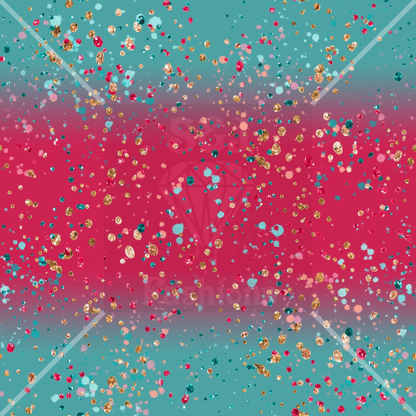 Teal Pink Ombre Sparkle Handmade