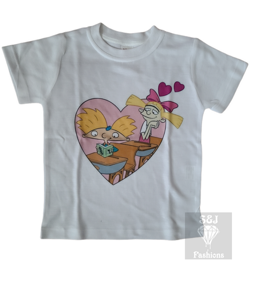 Hey Arnold Chillin 90s cartoon Valentines Boys Shirt Girls Shirt