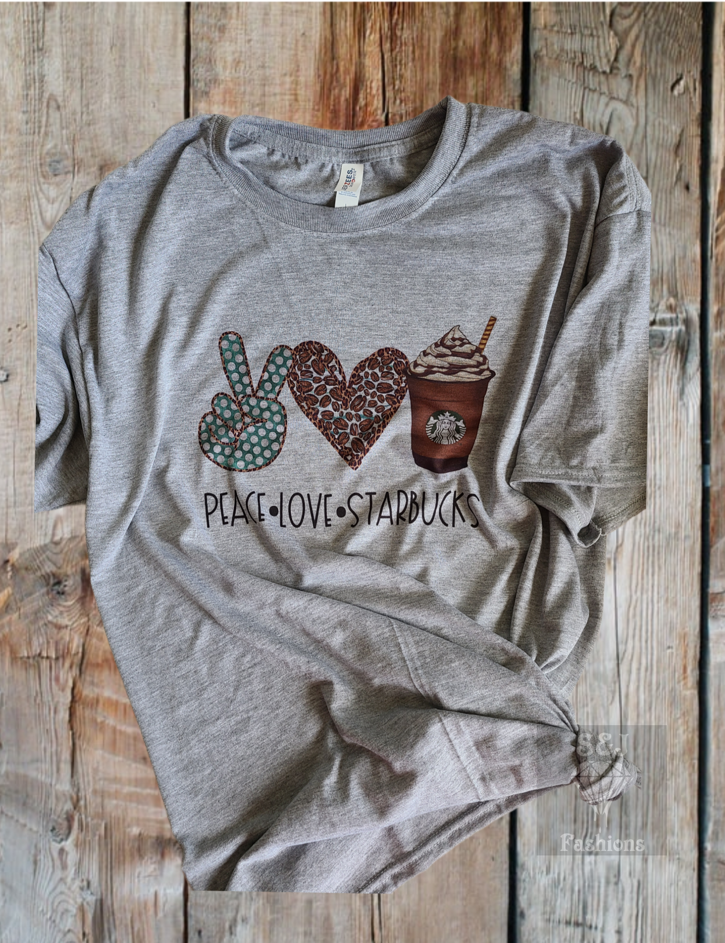 Peace Love Starbucks Ladies Shirt Girls Shirt