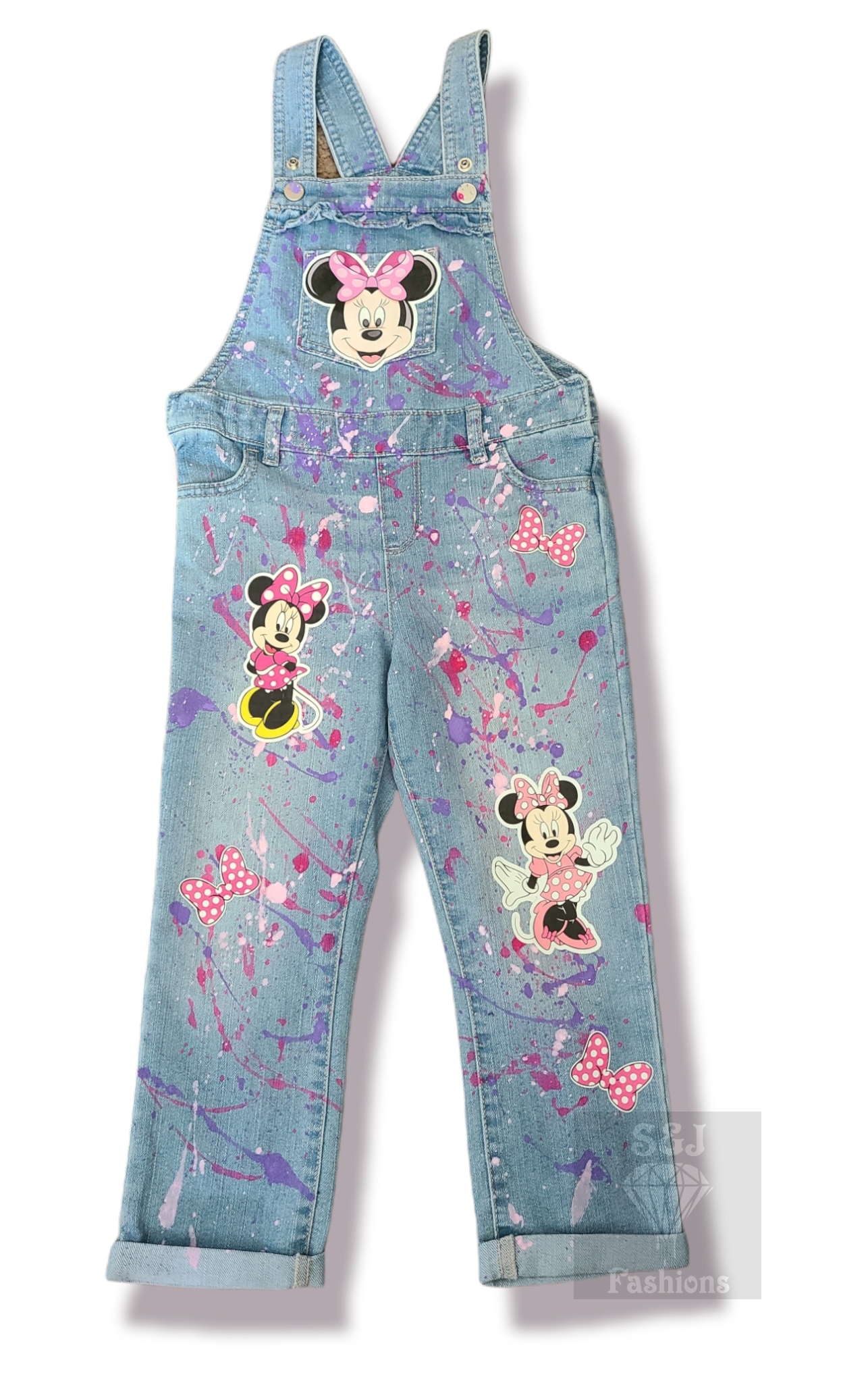 Minnie Mouse Paint Splatter Overalls Jumper Boys Girls