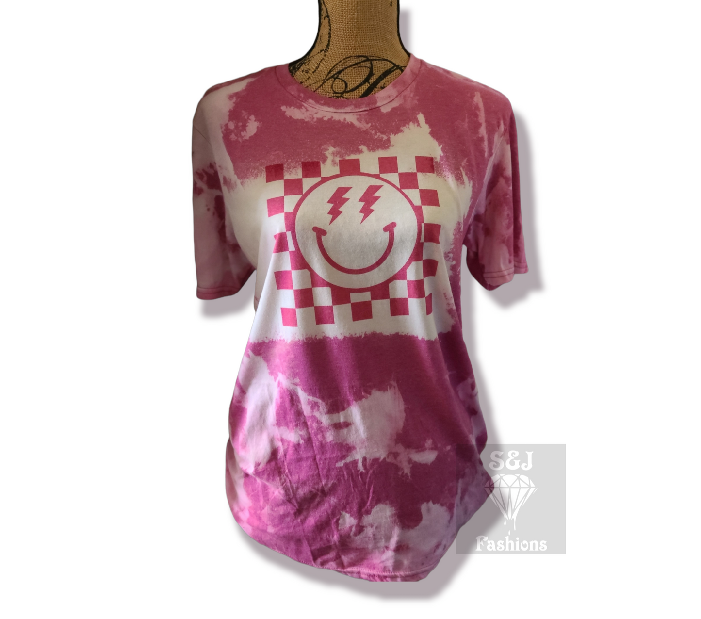 Checker Smiley Face Girls Shirt Ladies Shirt