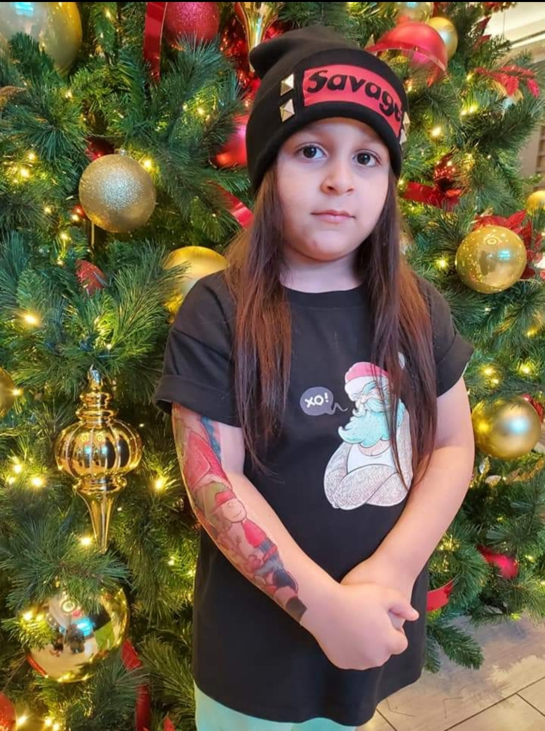 Tatted Santa Christmas Adults Ladies Shirt Mens Shirt Boys Shirt Girls Shirt