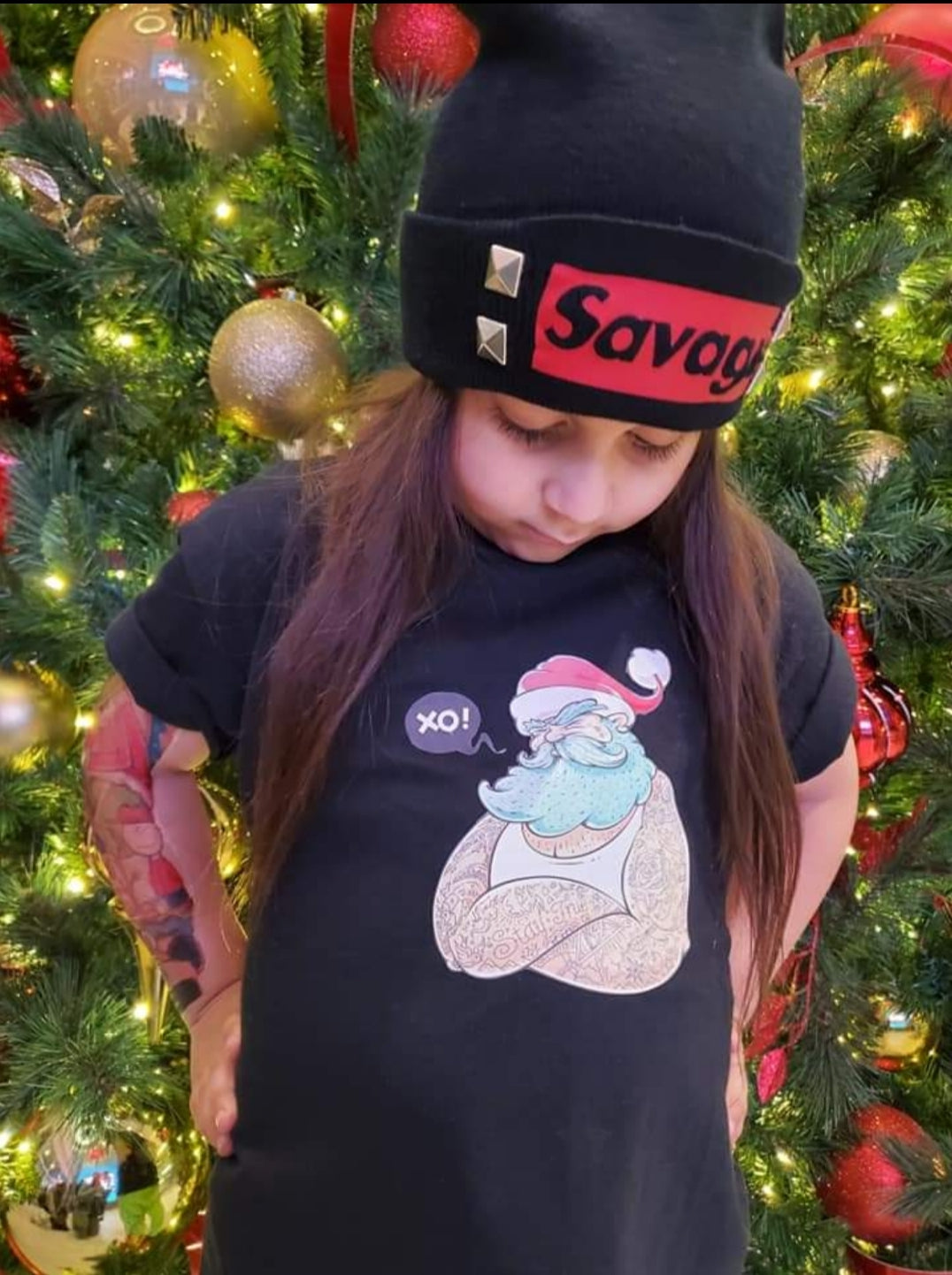 Tatted Santa Christmas Adults Ladies Shirt Mens Shirt Boys Shirt Girls Shirt