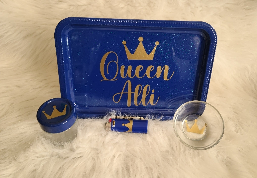 Queen (YOUR NAME) Rolling Trays 4pc