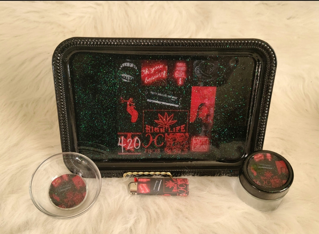 Red Aestheic Rolling Trays 4pc