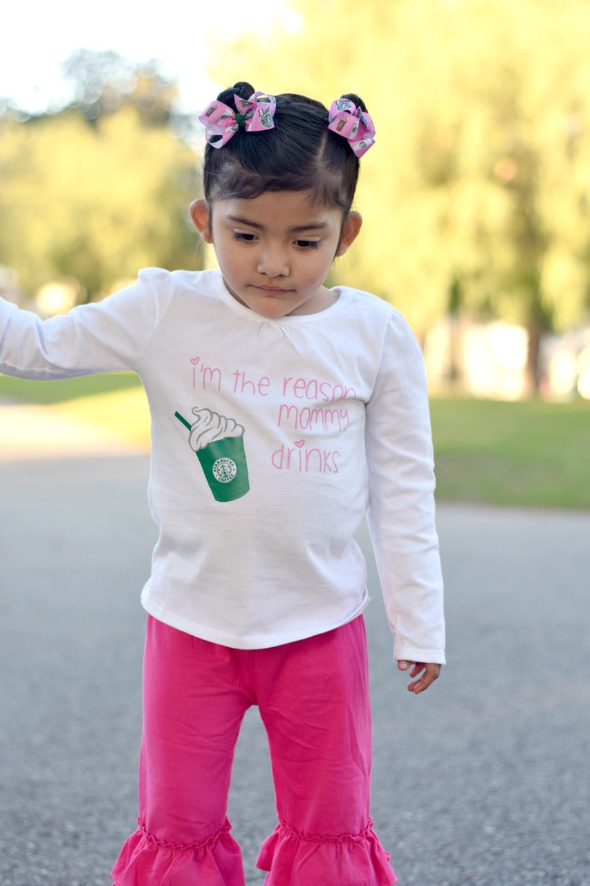I'm the reason mommy drinks Starbucks Long Sleeve Girls Shirt