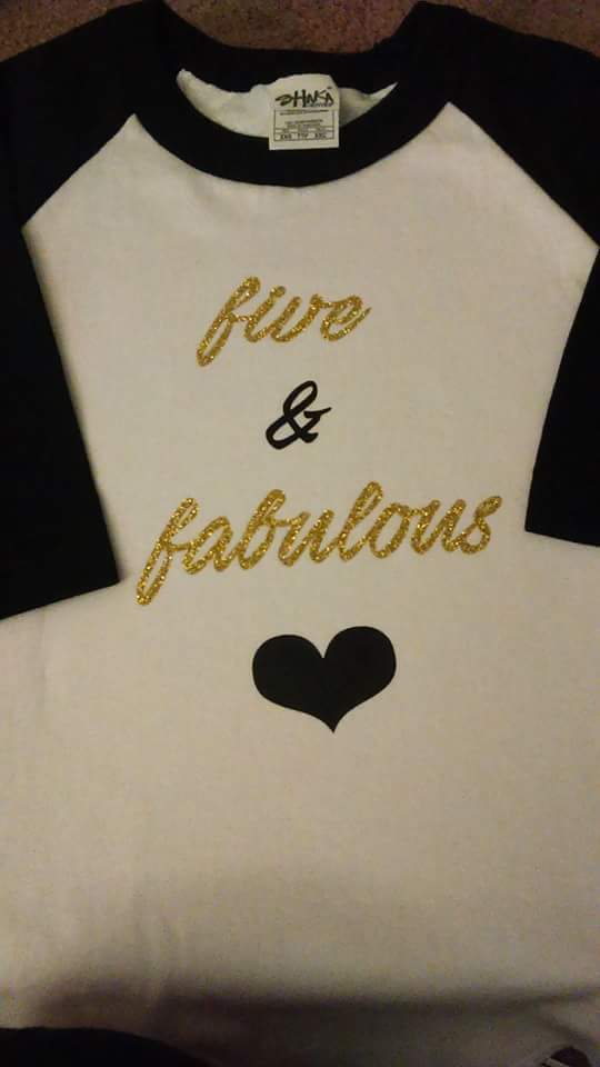 Girls "Five & Fabulous" Birthday Raglan