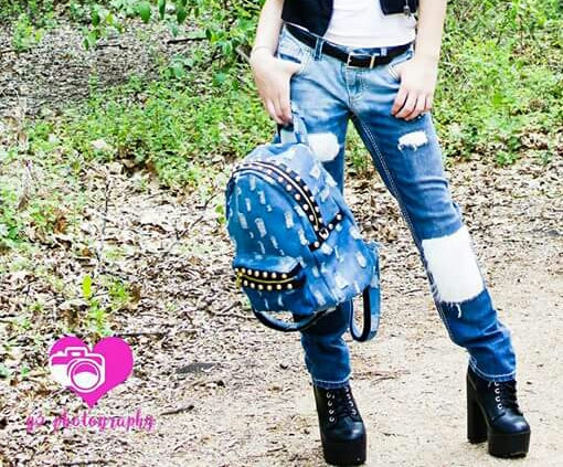 White Fur Girls Distressed Jeans