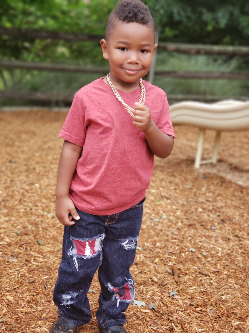 Boys Red Forset Distressed Jeans infant toddler tots