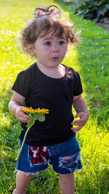 Buffalo Plaid Deer Girls Distressed Jeans Shorts