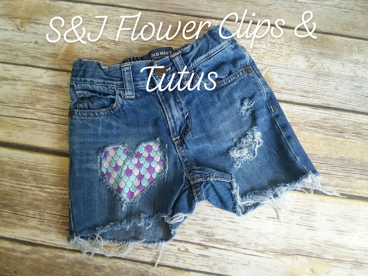 Mermaid at Heart Girls Distressed Jeans Shorts