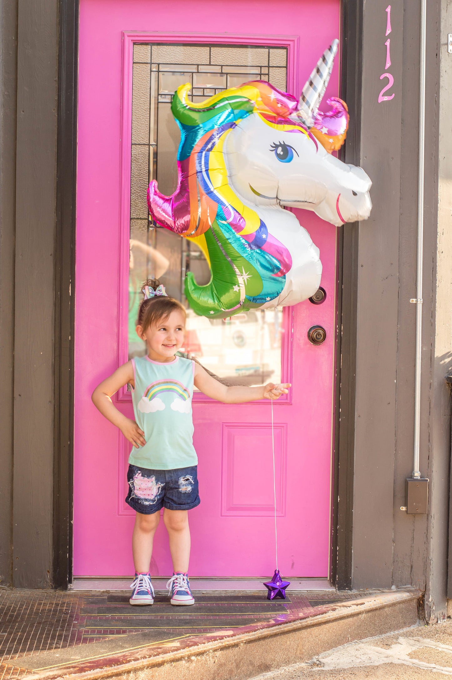 Unicorn Heart Girls Distressed Jeans Shorts
