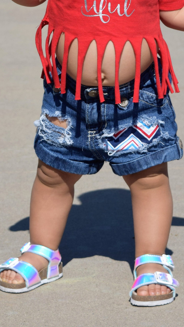 Chevron 4th Of July Girls Distressed Jeans Shorts