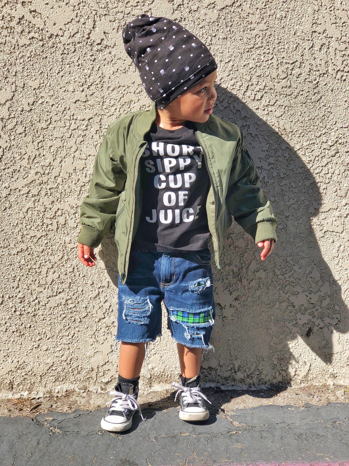 Plaid Boys Distressed Jeans Shorts