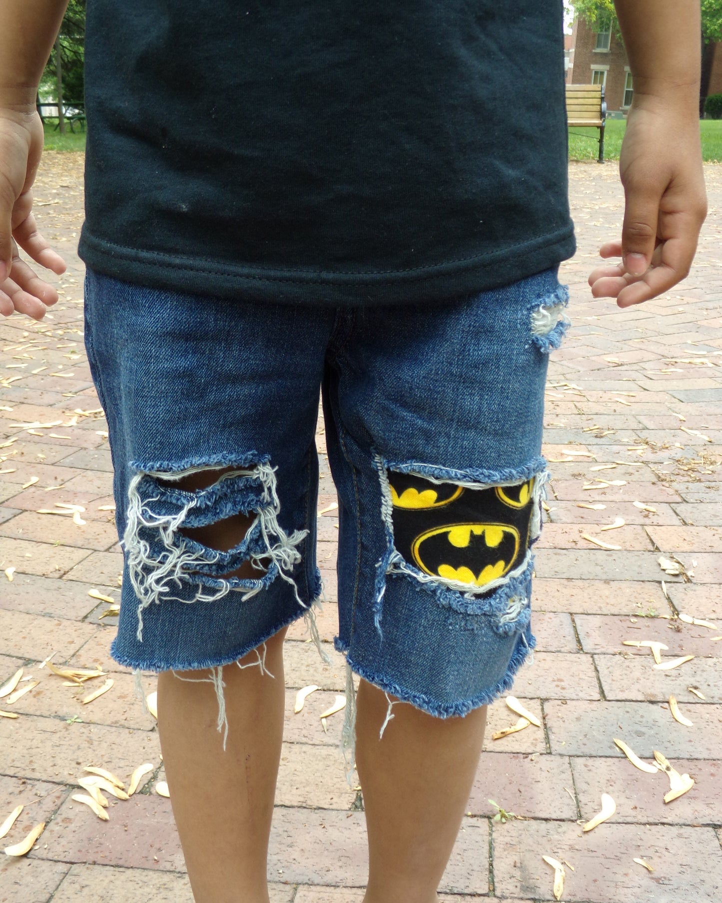 Batman Boys Distressed Jeans Shorts