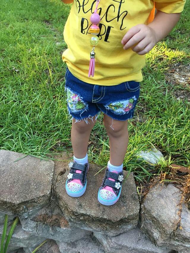 Pineapple Peeka Boo Girls Distressed Jeans Shorts