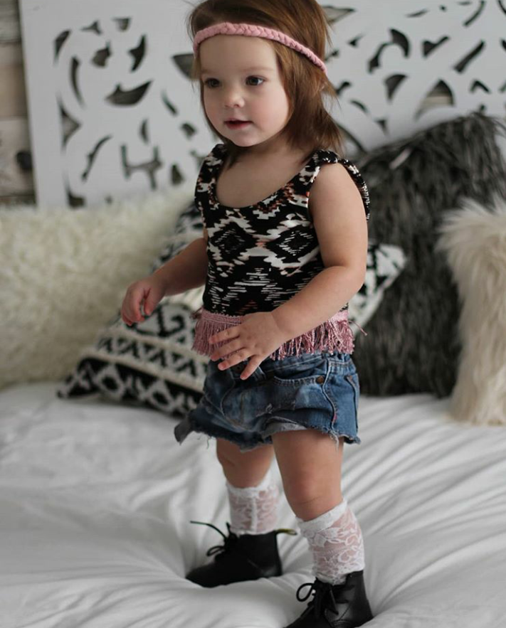 Black Pocket Girls Distressed Jeans Shorties