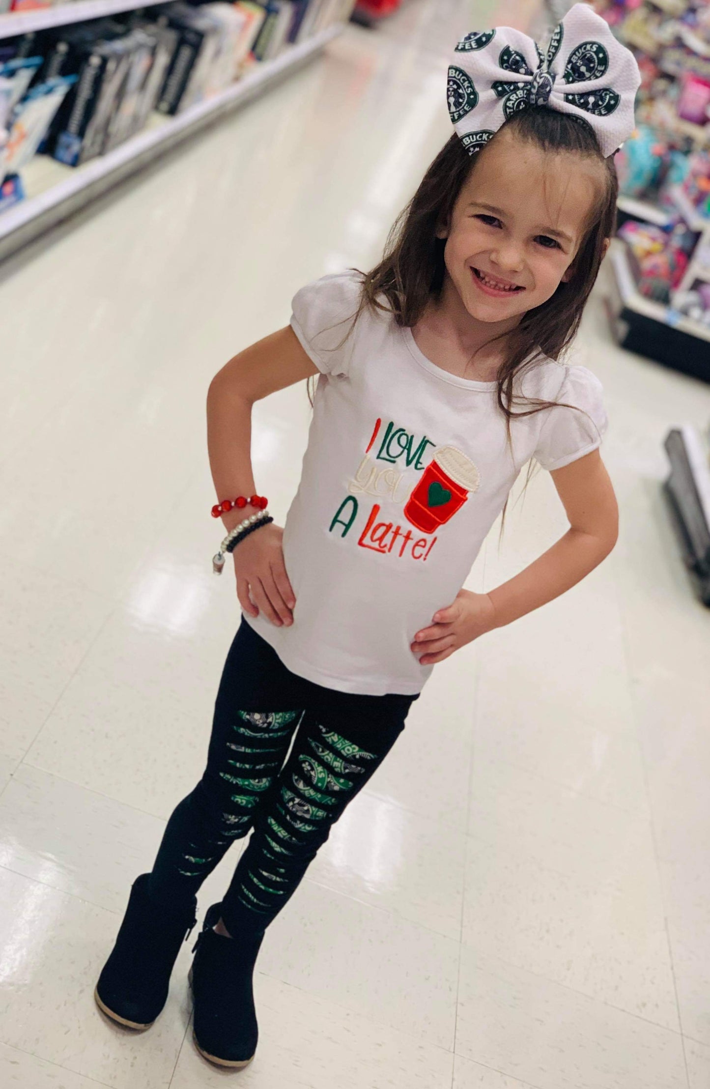 Girls Starbucks Shredded Leggings