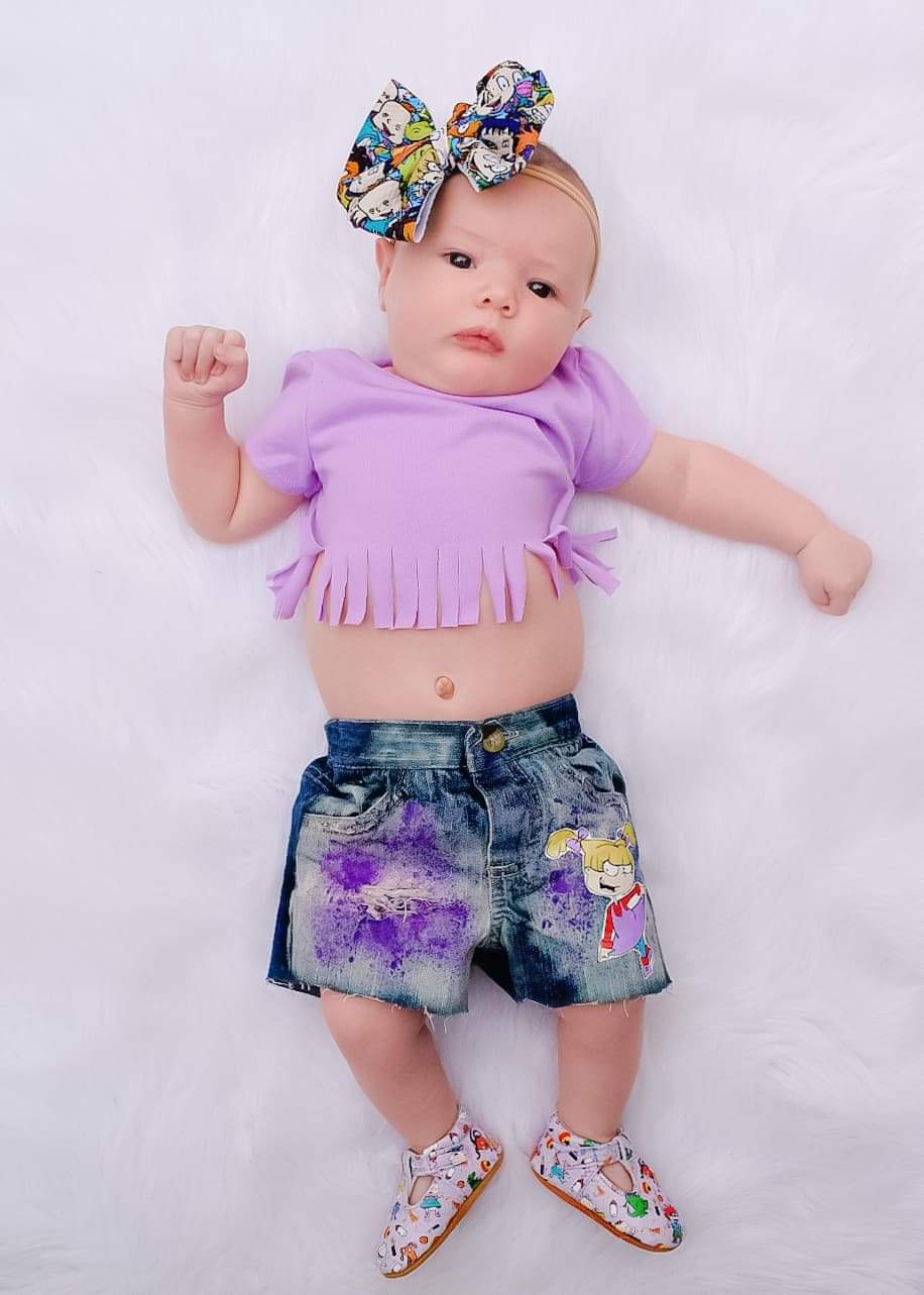 Rugrats Angelica Girls Distressed Jeans Shorts
