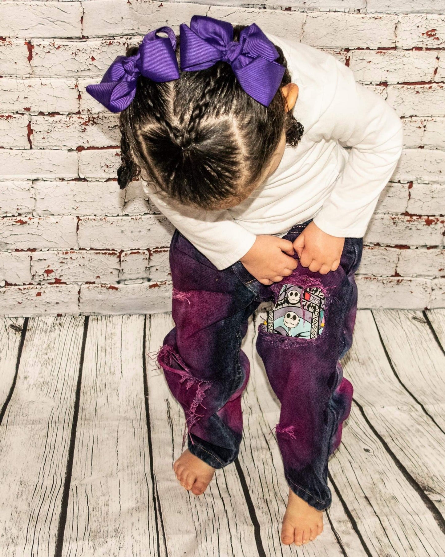 Girls Distressed Jeans nightmare before Christmas Halloween