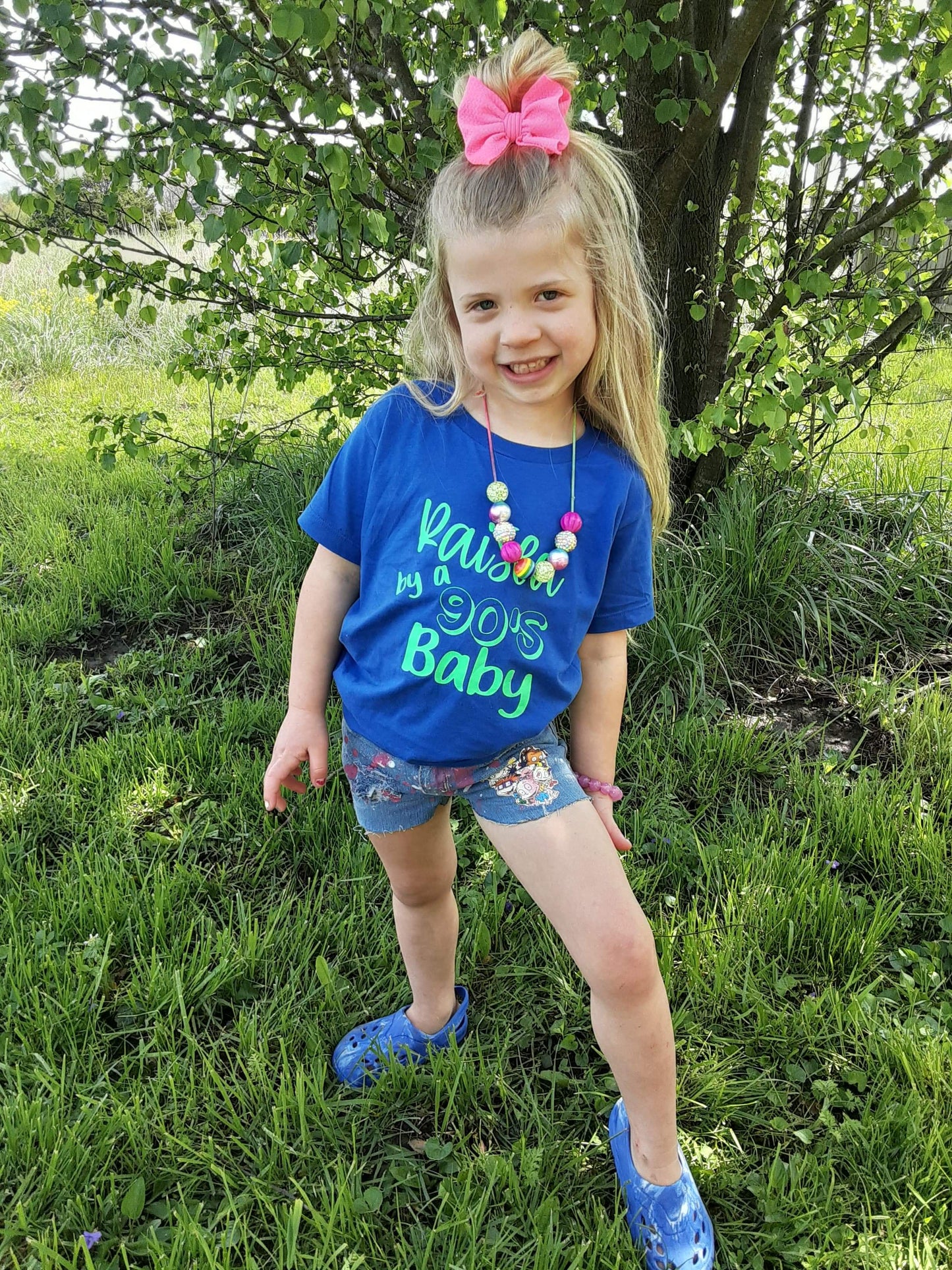 Rugrats Paint Splatter Girls Distressed Jeans Shorts