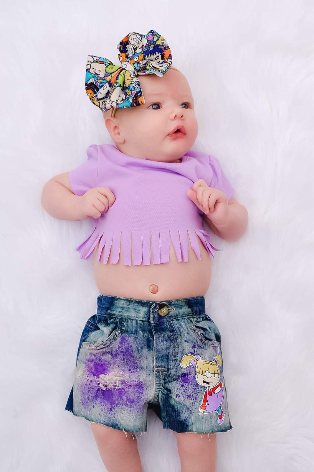 Rugrats Angelica Girls Distressed Jeans Shorts