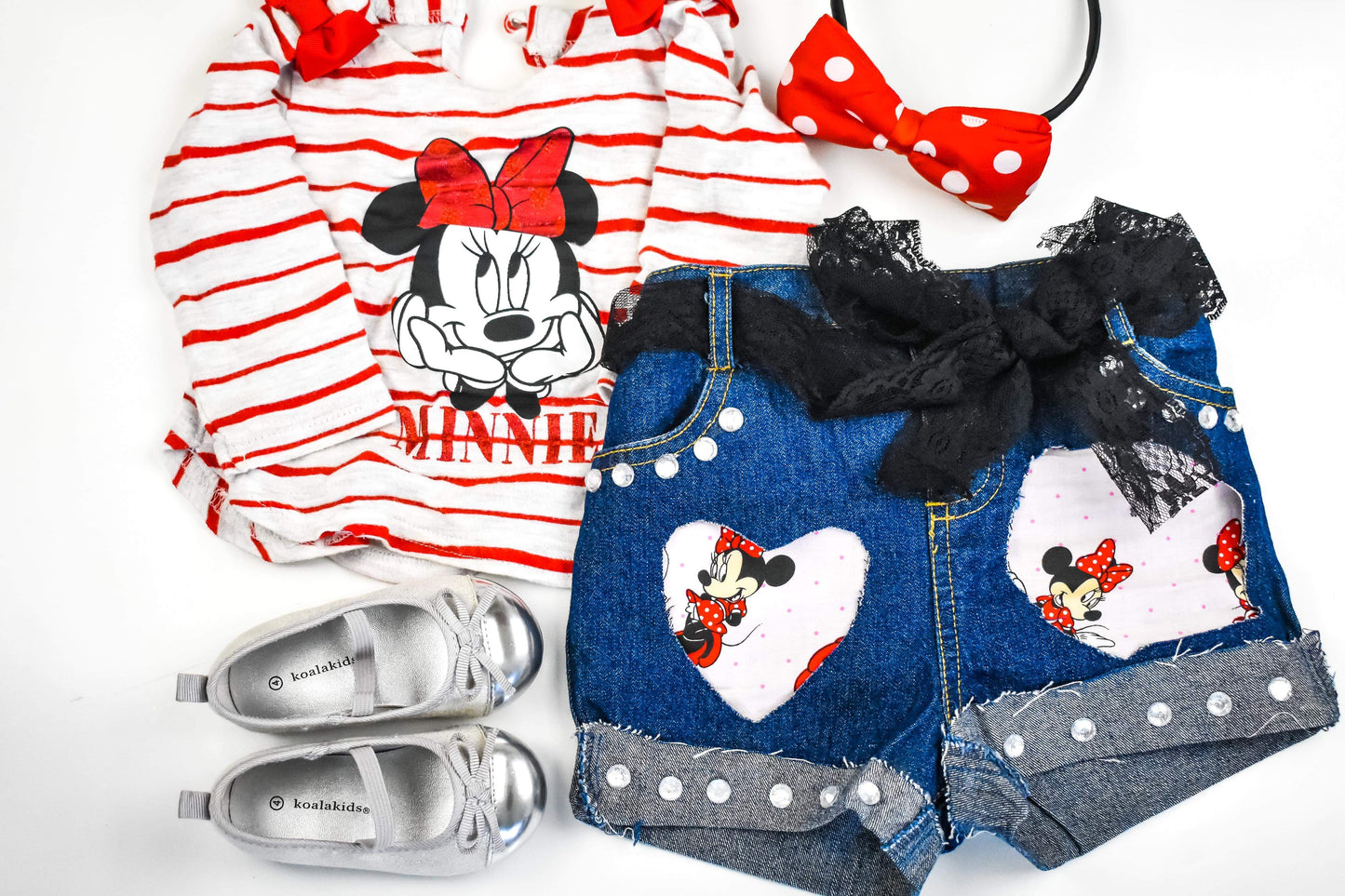 Minnie Mouse Girls Distressed Jeans Shorts