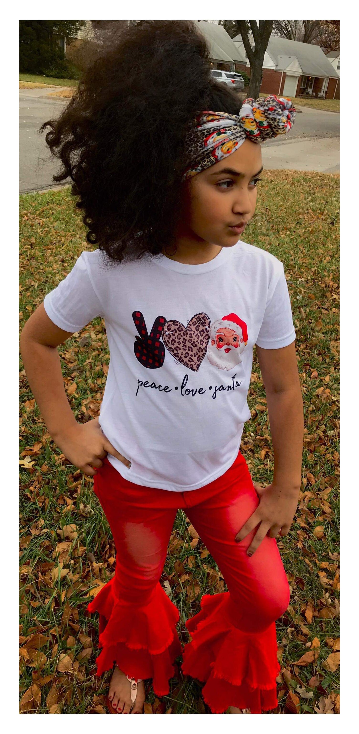 Peace Love Santa Christmas Boys Shirt Girls Shirt Ladies Shirt Mens Shirt