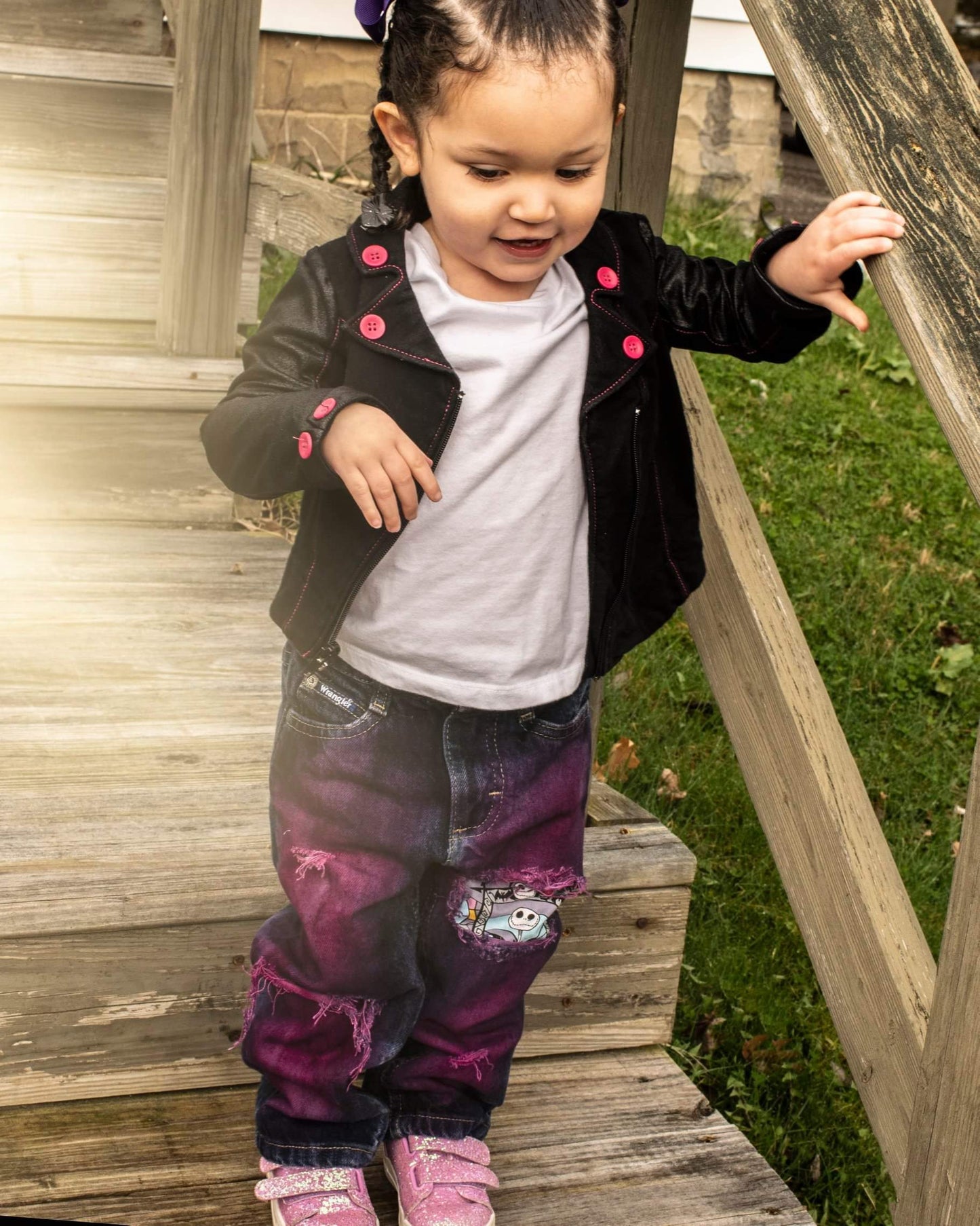 Girls Distressed Jeans nightmare before Christmas Halloween