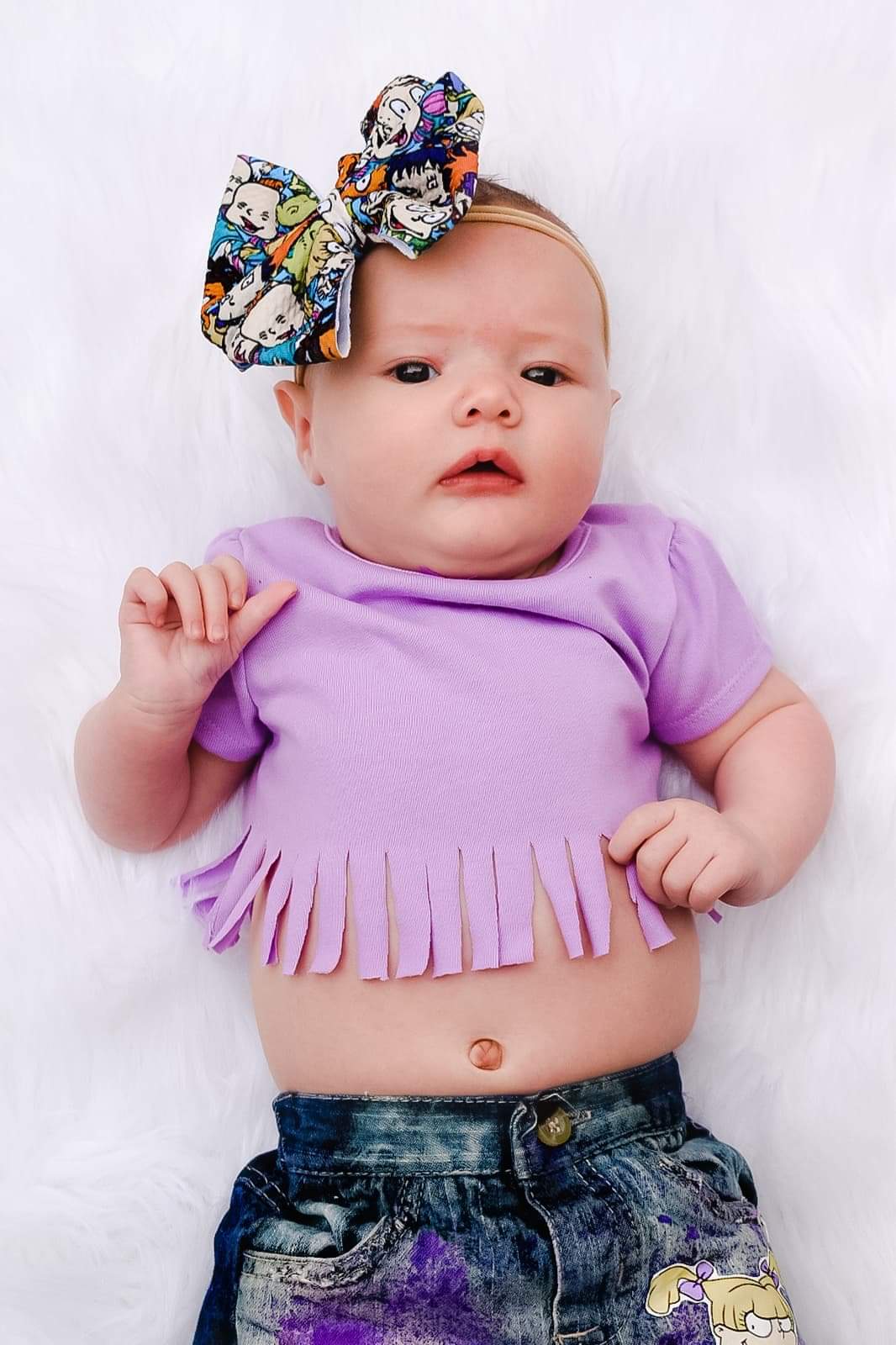 Rugrats Angelica Girls Distressed Jeans Shorts