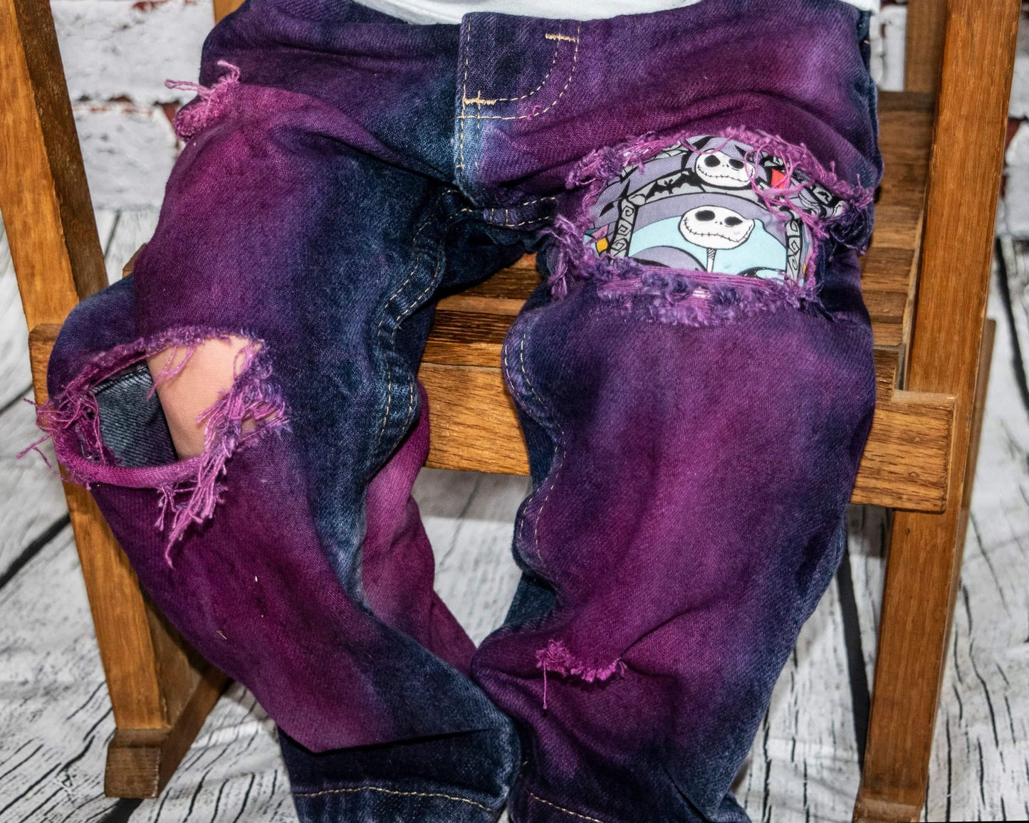 Girls Distressed Jeans nightmare before Christmas Halloween