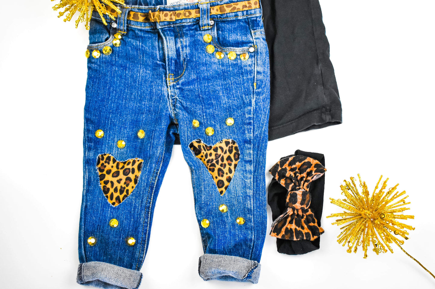 Cheetah Heart Jeans Girls Distressed Jeans