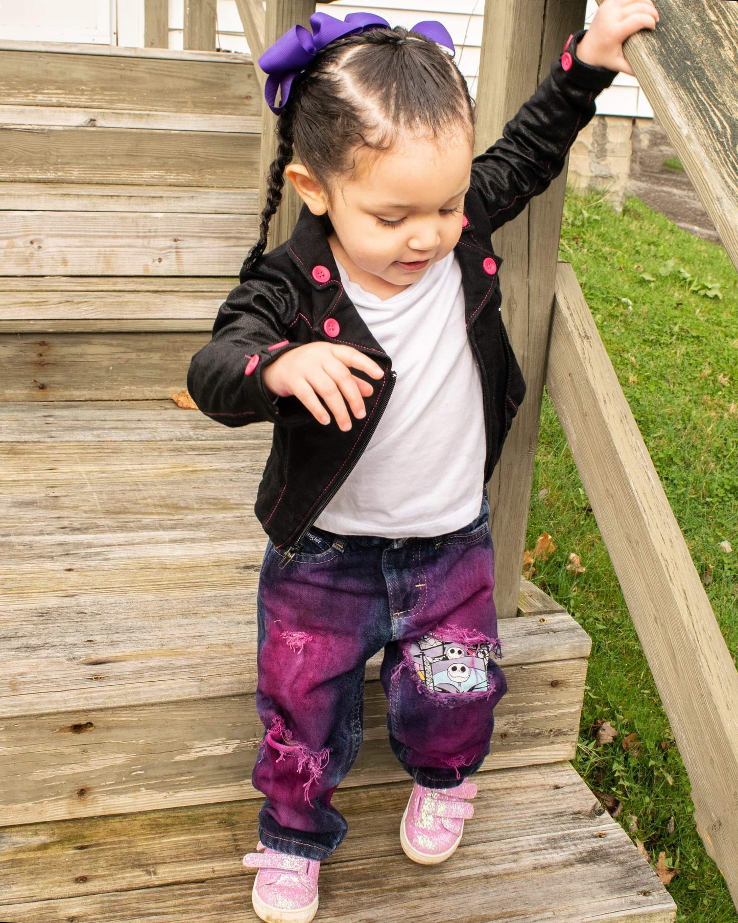 Girls Distressed Jeans nightmare before Christmas Halloween