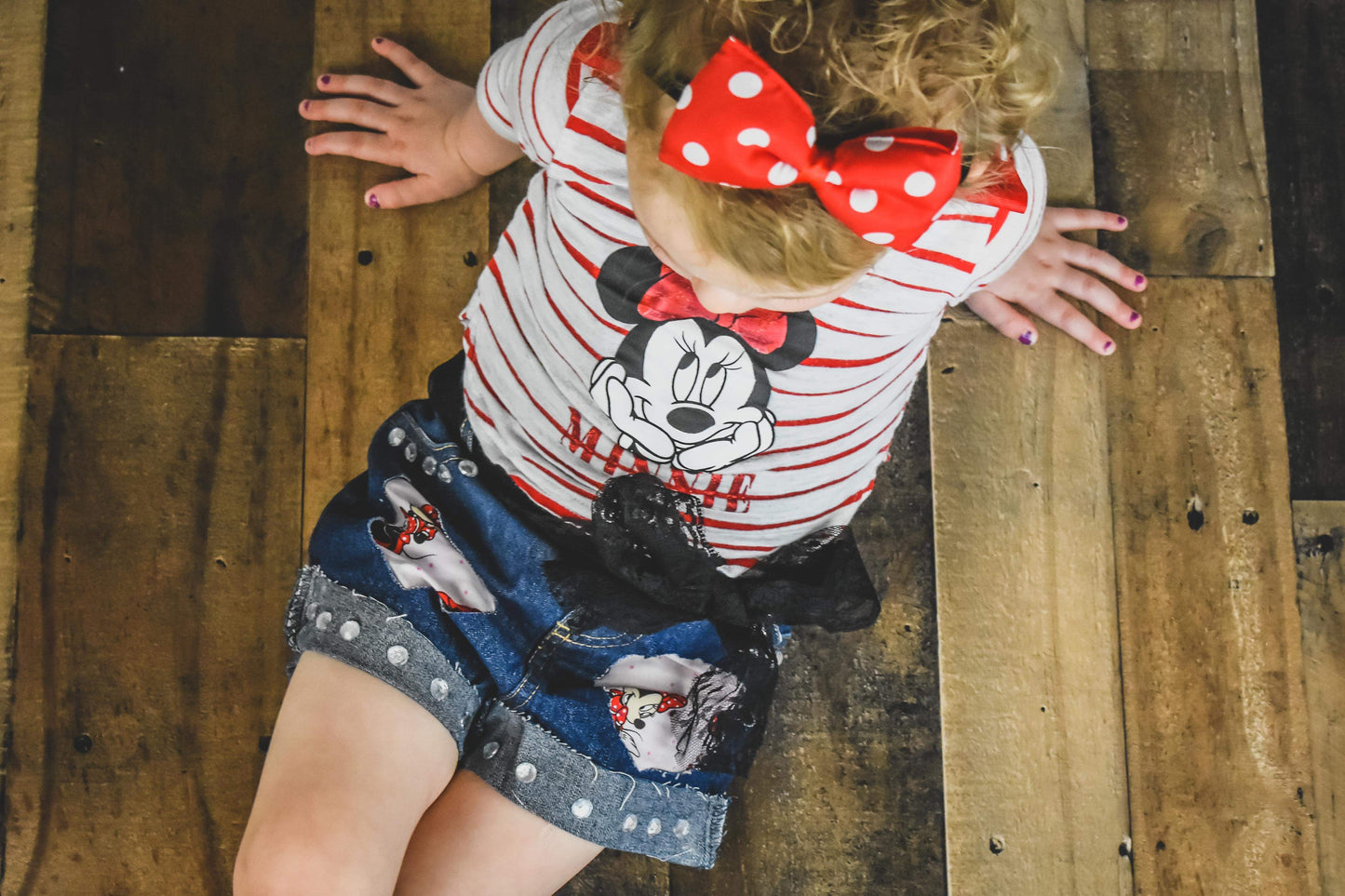 Minnie Mouse Girls Distressed Jeans Shorts