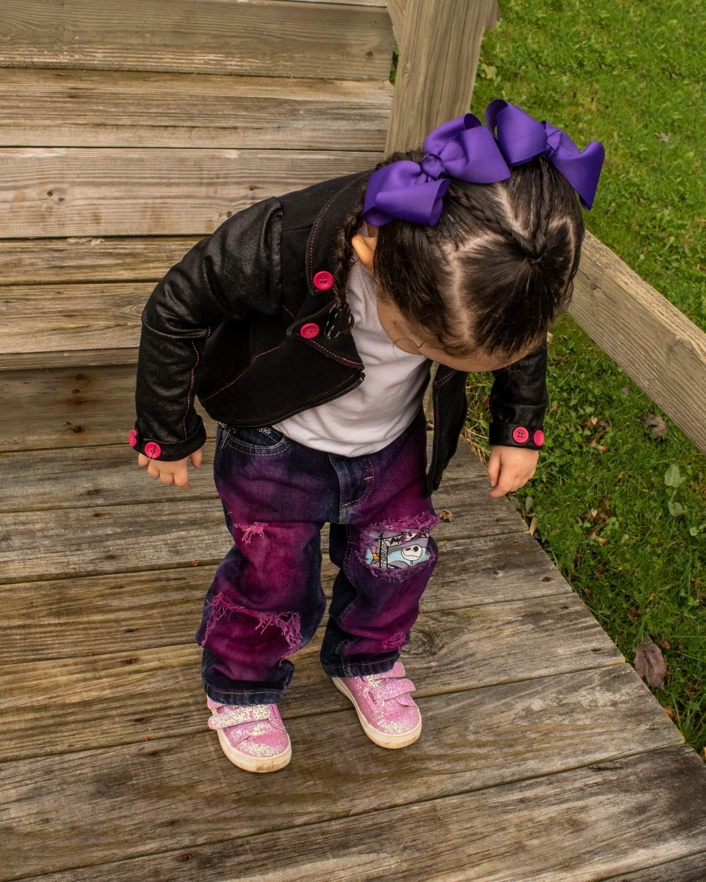 Girls Distressed Jeans nightmare before Christmas Halloween