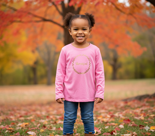 Thankful Fall Thanksgiving Girls Shirt