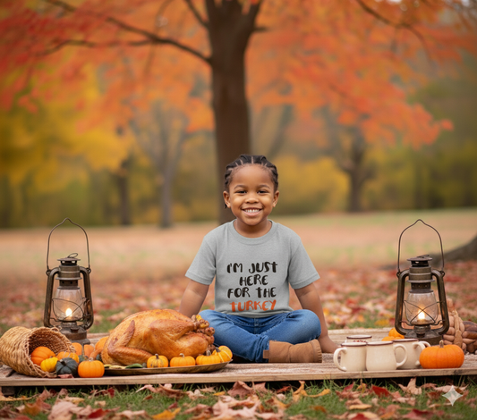 I'm Just Here For The Turkey Thanksgiving Fall Boys Shirt Girls Shirt