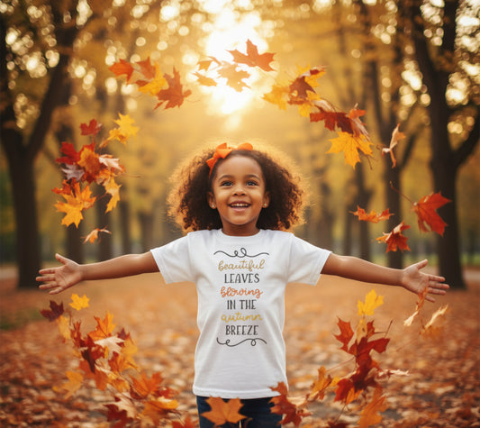 Beautiful Leaves Girls Shirt Boys Shirt Thanksgiving Fall